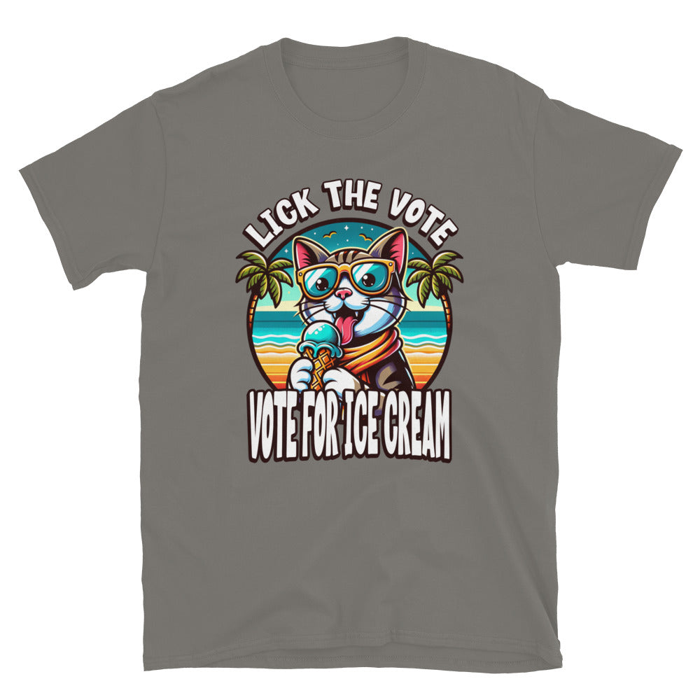 Lick The Vote Ice Cream Cat TShirt - Charcoal Color - https://ascensionemporium.net